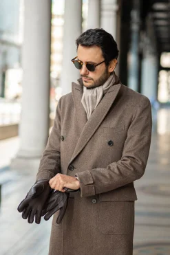 Pini Parma Taupe Polo Coat In Loro Piana Wool – Made In Italy Flash Sale
