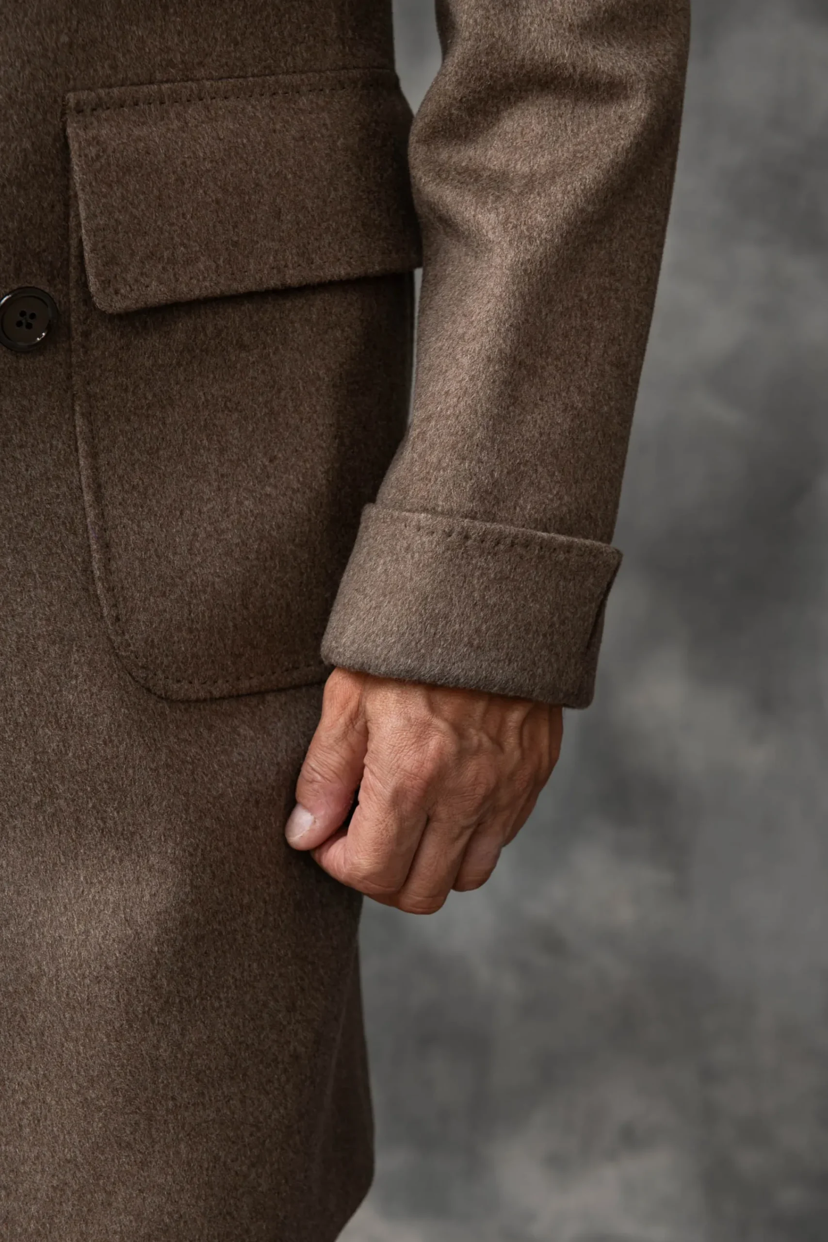 Pini Parma Taupe Polo Coat In Loro Piana Wool – Made In Italy Flash Sale