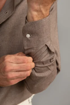 Pini Parma Taupe Shirt - Flannel Touch - Made In Italy Store