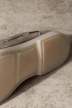 Pini Parma Taupe Suede Boat Shoes - Made In Italy Online
