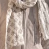 Pini Parma White And Taupe Geometric Linen Scarf - Made In Italy Best