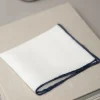 Pini Parma White/Blue Linen Pocket Square - Made In Italy Flash Sale