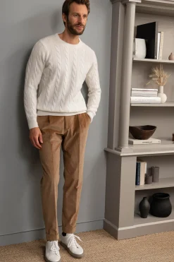 Pini Parma White Cable Knit Sweater – Made In Italy Discount