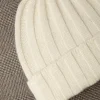 Pini Parma White Cashmere Rib Knit Beanie - Made In Italy Online