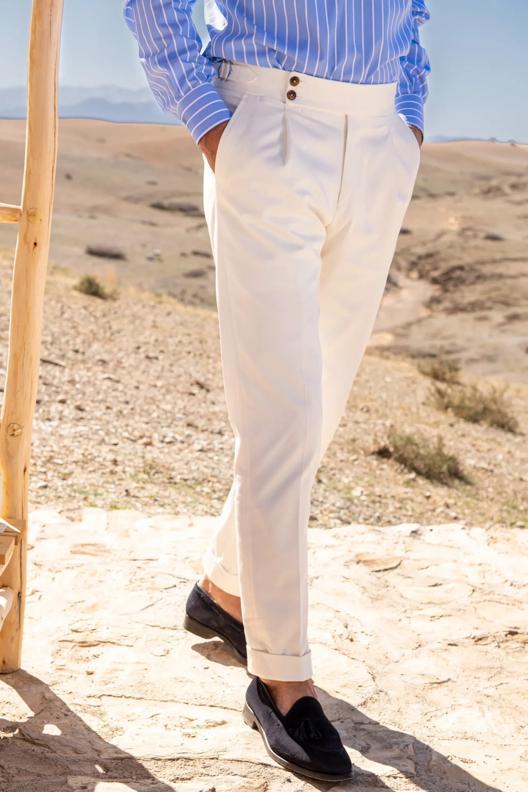 Pini Parma White Cotton Trousers "Soragna Capsule Collection" - Made In Italy Clearance