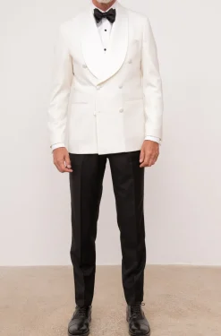Pini Parma White Double Breasted Tuxedo Jacket - Made In Italy Best Sale