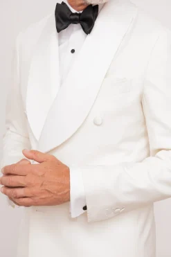 Pini Parma White Double Breasted Tuxedo Jacket - Made In Italy Best Sale
