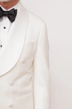 Pini Parma White Double Breasted Tuxedo Jacket - Made In Italy Best Sale