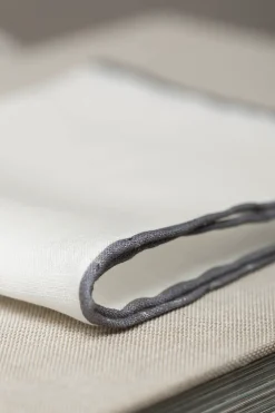 Pini Parma White/Grey Linen Pocket Square - Made In Italy Cheap