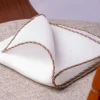 Pini Parma White Linen Pocket Square With Taupe And Beige Edges - Made In Italy Best