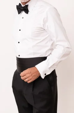 Pini Parma White Tuxedo Pique Bib Front Shirt - Made In Italy Store