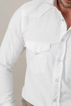 Pini Parma White Velvet Effect Western Shirt - Made In Italy Clearance